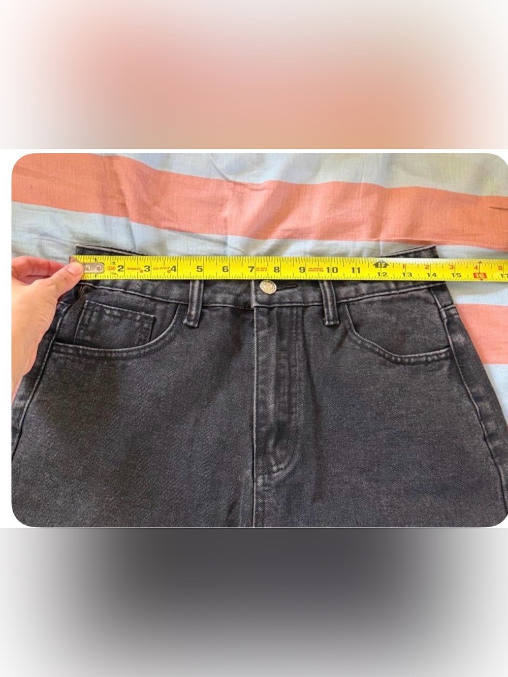 High-Rise Black Denim Women's Shorts - Picture 3 of 4